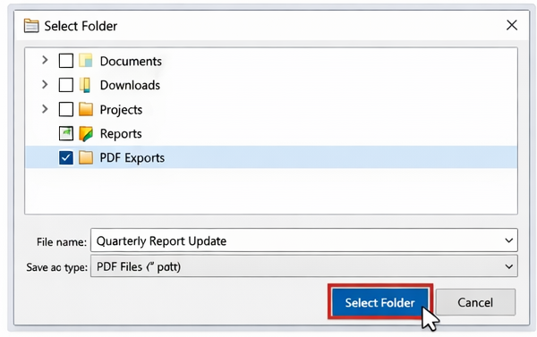choose a folder to save the output pdf files