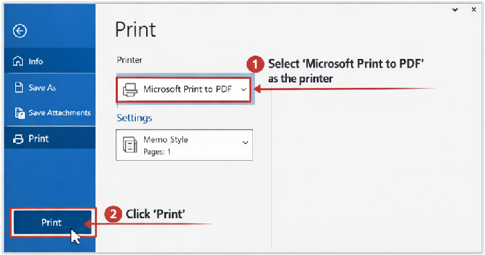 Print to PDF as the printer