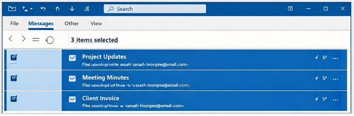 select all the emails you want to convert