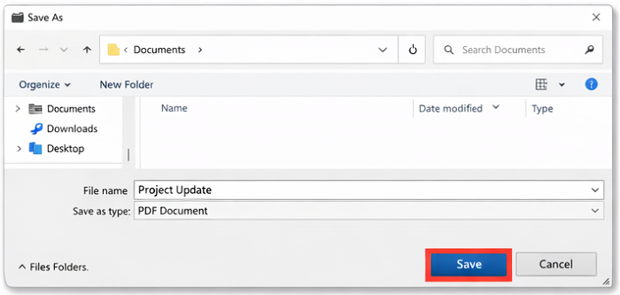 Choose the destination folder and save