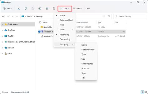 Sort by Name, Size, or Date