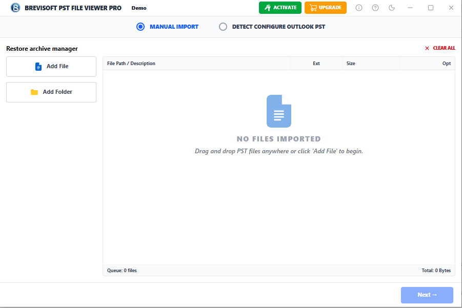 open the BreviSoft PST Viewer tool