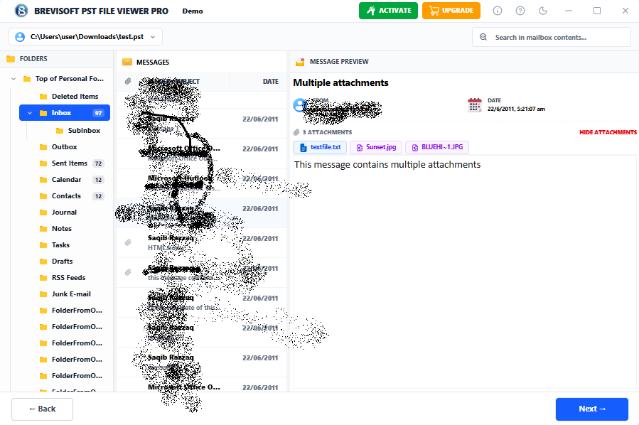 Preview PST File Emails