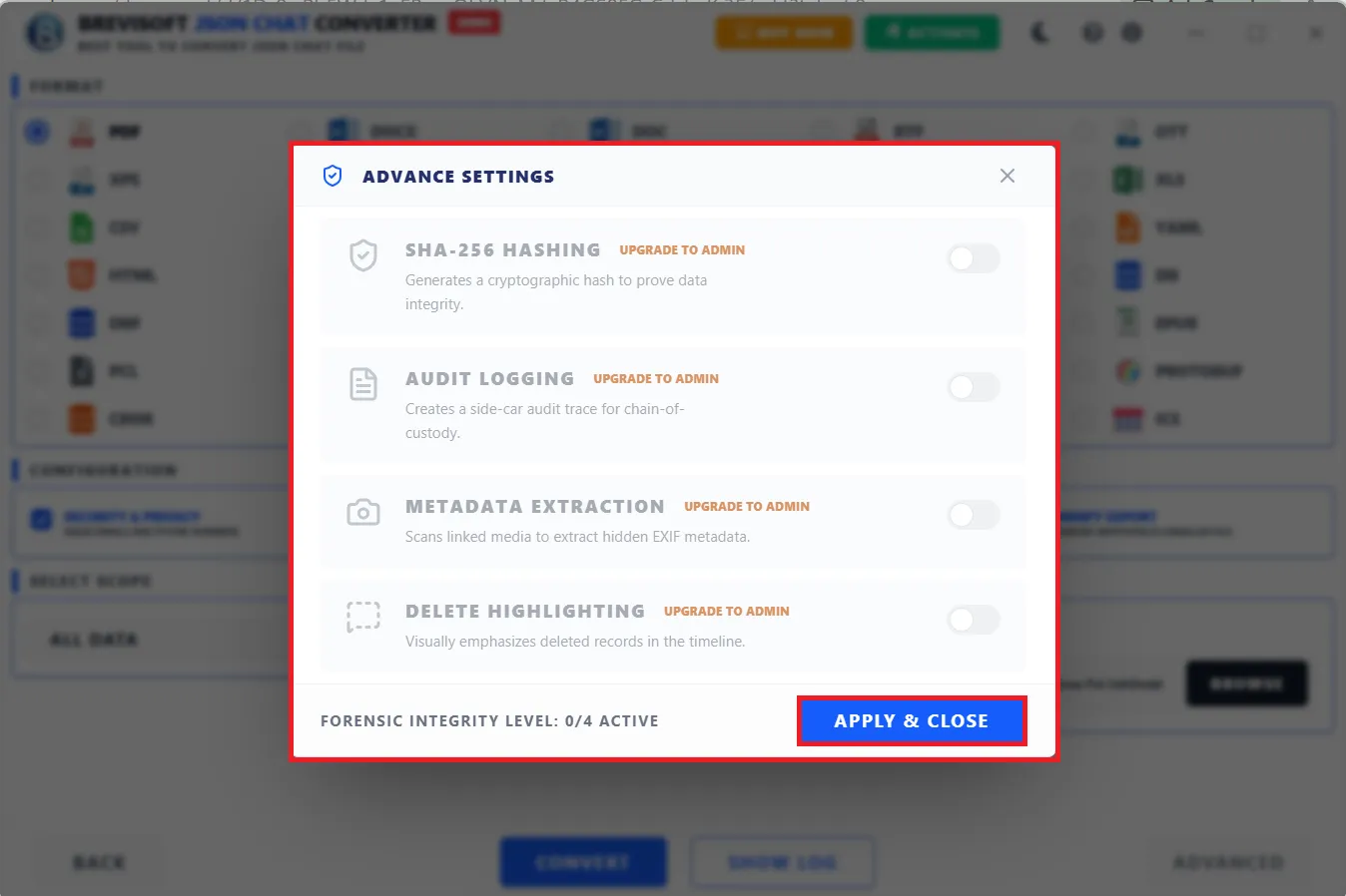 application provides multiple advance search options