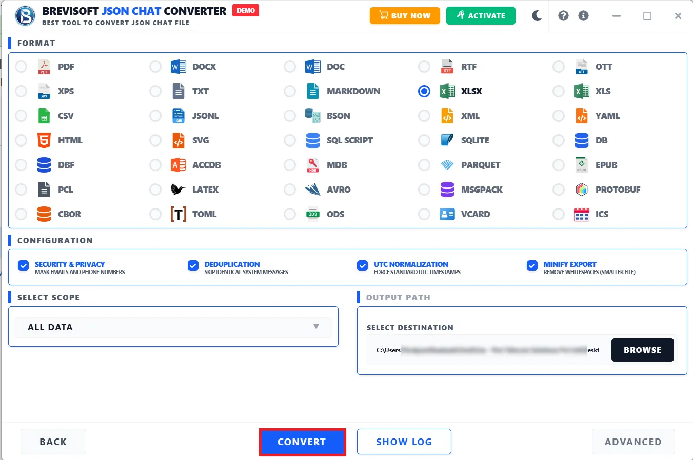Choose Mailbox files from software interface