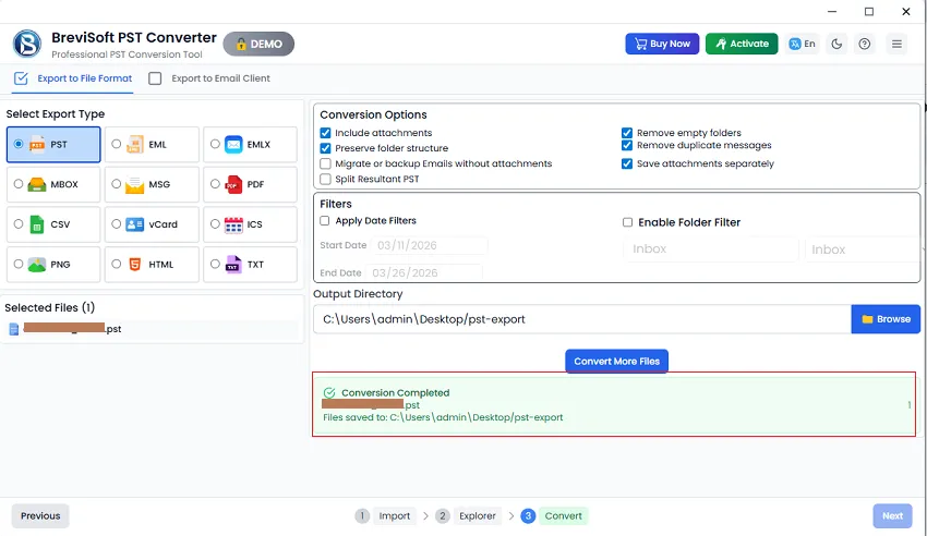 application has inbuilt filter options