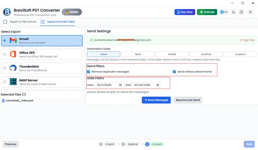 application has inbuilt filter options