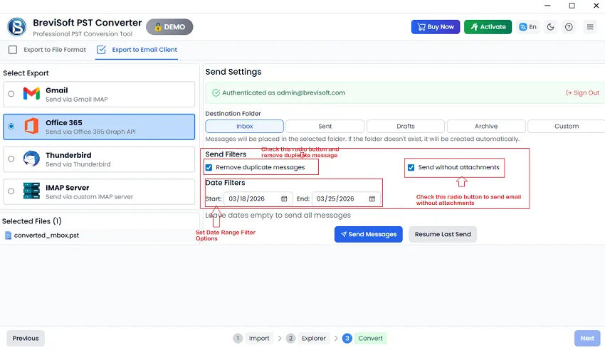 application has inbuilt filter options