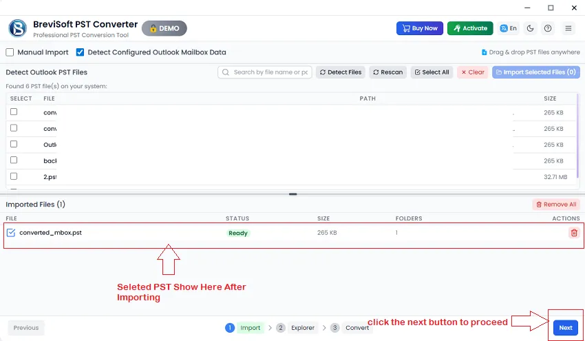 Click on any MBOX file to read email