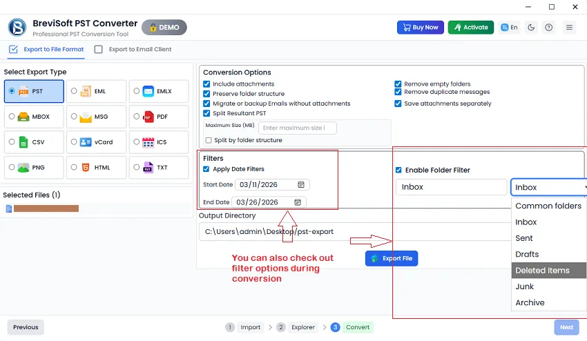 application has inbuilt filter options