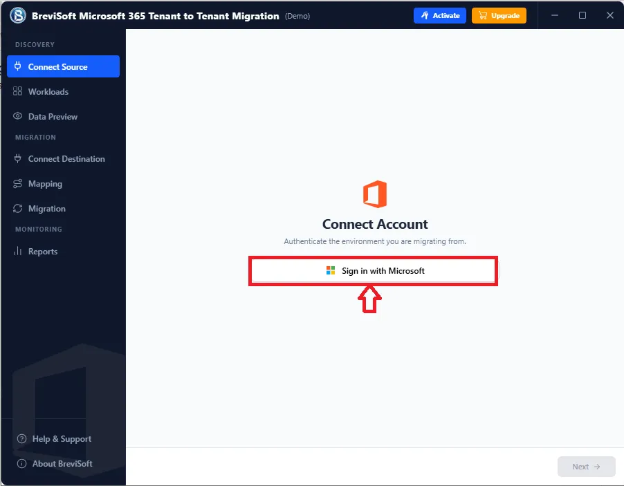 Choose Mailbox files from software interface