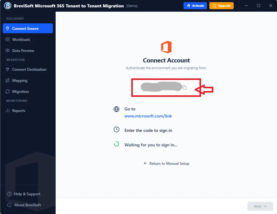 Choose Mailbox files from software interface